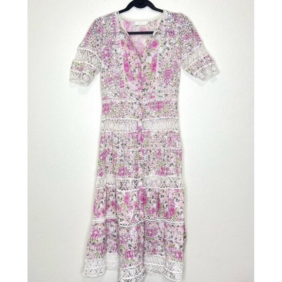 Love Shack Fancy Carmie Victorian Maxi Dress Floral Lace Size 6 - Picture 10 of 10